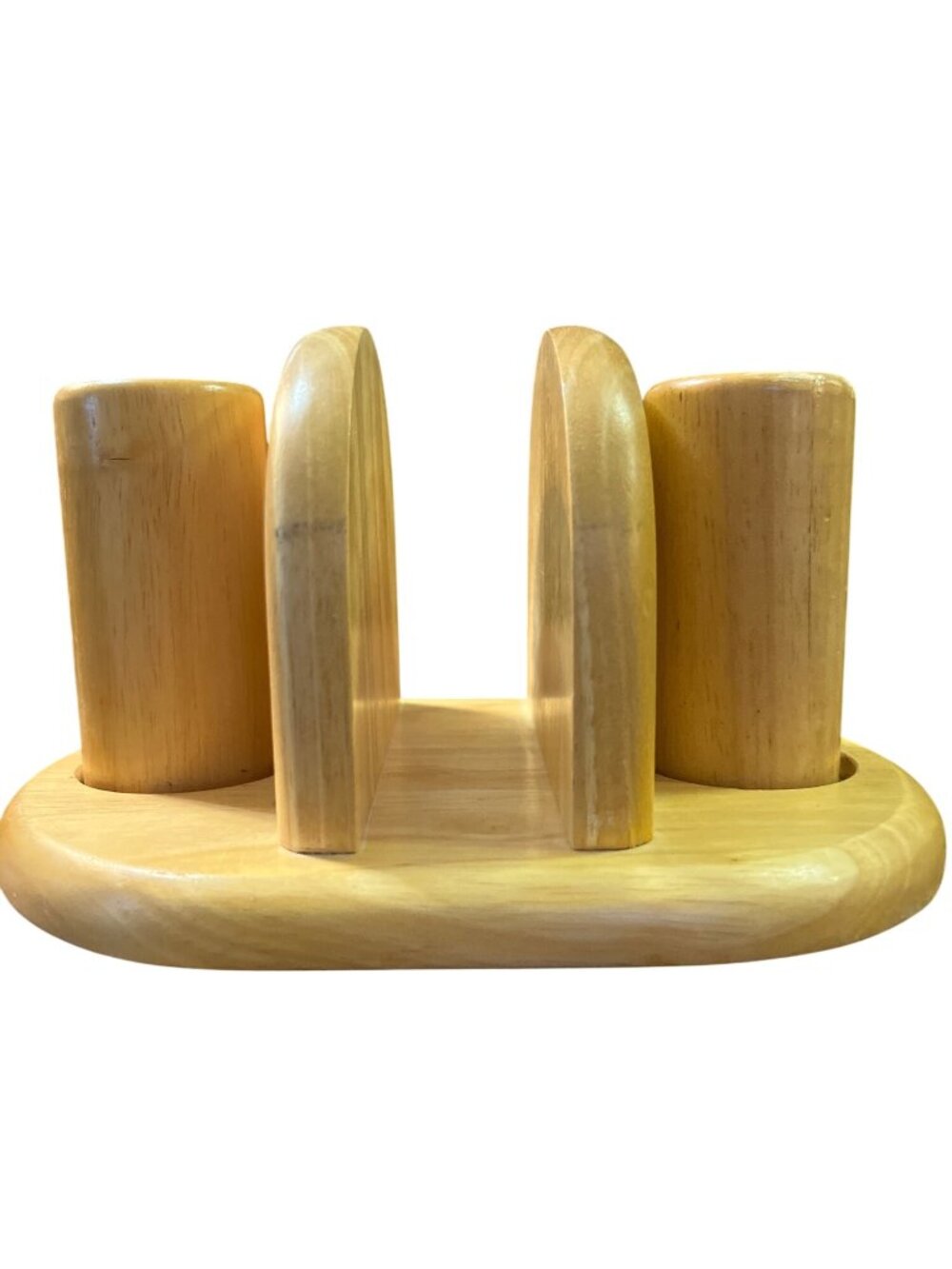 Vintage Pomerantz Wood Salt Pepper Napkin Holder Caddy Farmhouse Thailand Used